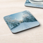 Eis und Schnee | Frozen Winter Road Russland, Sibi Getränkeuntersetzer (Linke Seite)