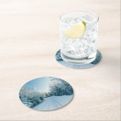 Eis und Schnee | Frozen Winter Road Russland, Sibi Runder Pappuntersetzer (Vor Ort)