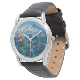 Eis und Schnee   Fuji & Tokyo Skyline Armbanduhr