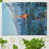 Eis und Schnee | Fuji & Tokyo Skyline Geschirrtuch (Gefaltet)