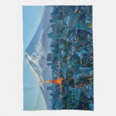 Eis und Schnee | Fuji & Tokyo Skyline Geschirrtuch (Vertikal)