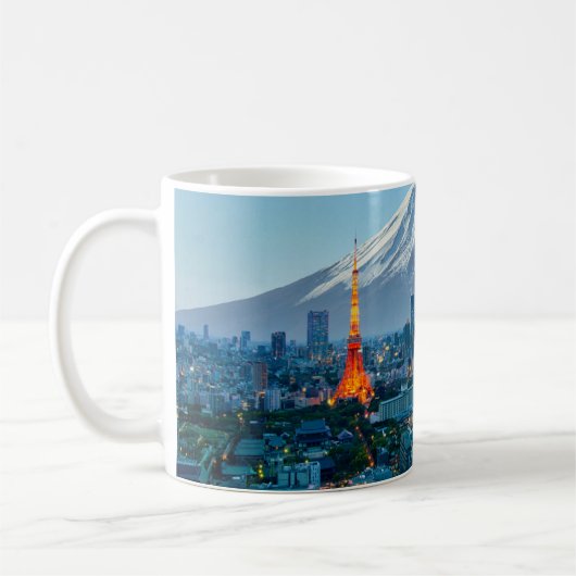 Eis und Schnee | Fuji & Tokyo Skyline Kaffeetasse (Links)