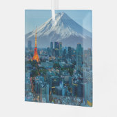 Eis und Schnee | Fuji & Tokyo Skyline Ornament Aus Glas (Vorderseite links)