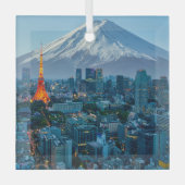 Eis und Schnee | Fuji & Tokyo Skyline Ornament Aus Glas (Vorderseite)