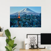 Eis und Schnee | Fuji & Tokyo Skyline Poster (Heimbüro)