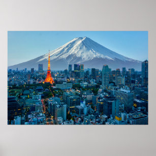 Eis und Schnee   Fuji & Tokyo Skyline Poster