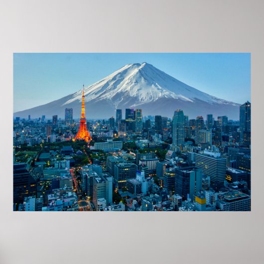 Eis und Schnee | Fuji & Tokyo Skyline Poster (Vorne)
