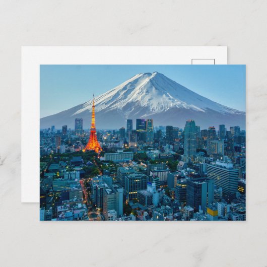 Eis und Schnee | Fuji & Tokyo Skyline Postkarte (Vorne/Hinten)