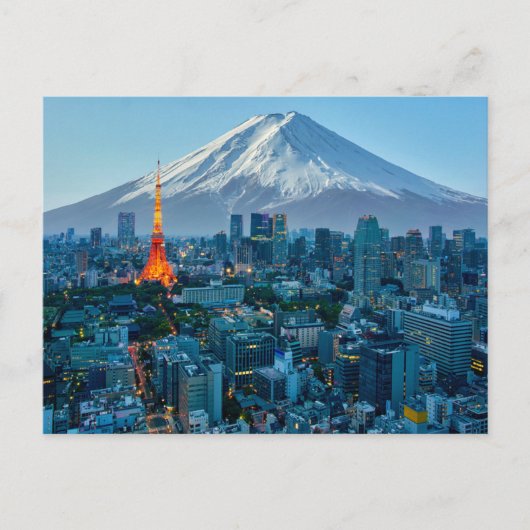 Eis und Schnee | Fuji & Tokyo Skyline Postkarte (Vorderseite)