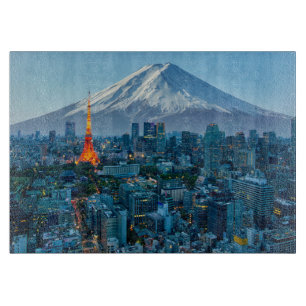 Eis und Schnee Fuji & Tokyo Skyline Schneidebrett