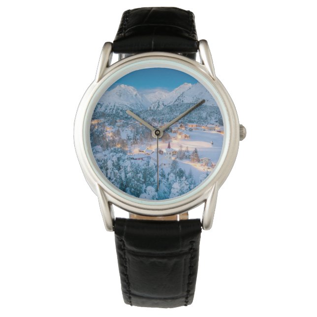 Eis und Schnee | Graubunden, Engadin, Schweiz Armbanduhr (Vorderseite)