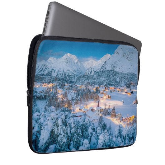 Eis und Schnee | Graubunden, Engadin, Schweiz Laptopschutzhülle (Vorne Rechts)