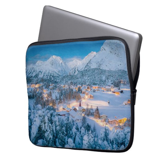 Eis und Schnee | Graubunden, Engadin, Schweiz Laptopschutzhülle (Vorderseite Links)