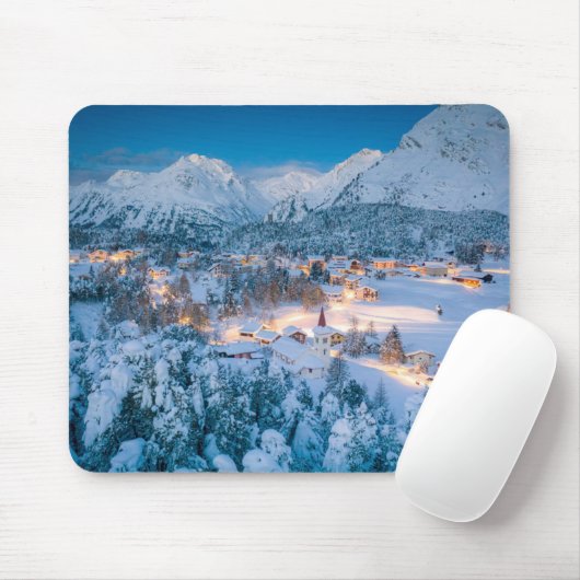Eis und Schnee | Graubunden, Engadin, Schweiz Mousepad (Mit Mouse)