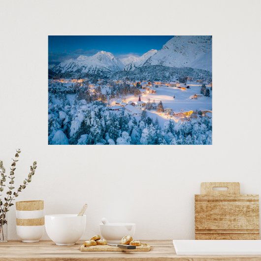 Eis und Schnee | Graubunden, Engadin, Schweiz Poster (Küche)