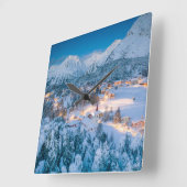 Eis und Schnee | Graubunden, Engadin, Schweiz Quadratische Wanduhr (Winkel)
