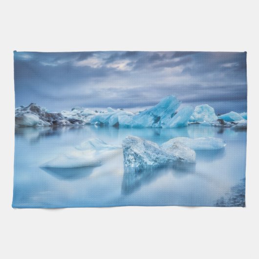 Eis und Schnee | Jokulsarlon Lagoon, Island Geschirrtuch (Horizontal)