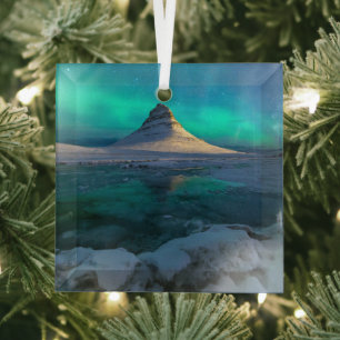 Eis und Schnee   Kirkjufell Mountain, Island Ornament Aus Glas