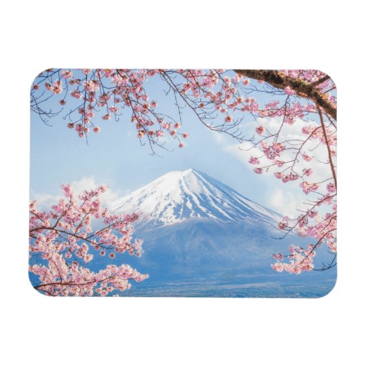 Eis und Schnee | Kirschblüten Berg Fuji Japan Magnet (Horizontal)