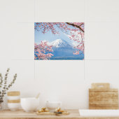 Eis und Schnee | Kirschblüten Berg Fuji Japan Poster (Küche)