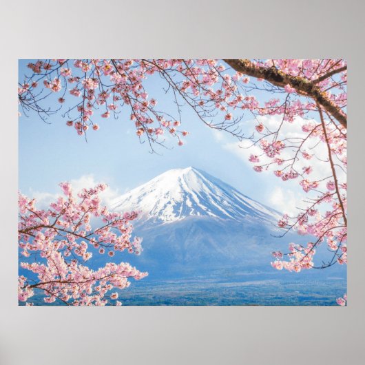 Eis und Schnee | Kirschblüten Berg Fuji Japan Poster (Vorne)
