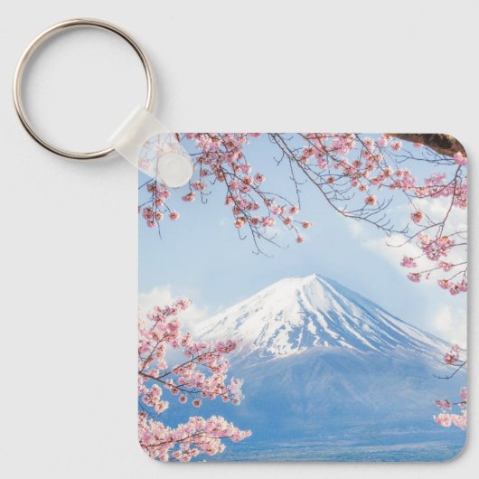 Eis und Schnee | Kirschblüten Berg Fuji Japan Schlüsselanhänger (Vorderseite)