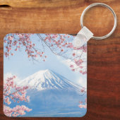 Eis und Schnee | Kirschblüten Berg Fuji Japan Schlüsselanhänger (Rückseite)