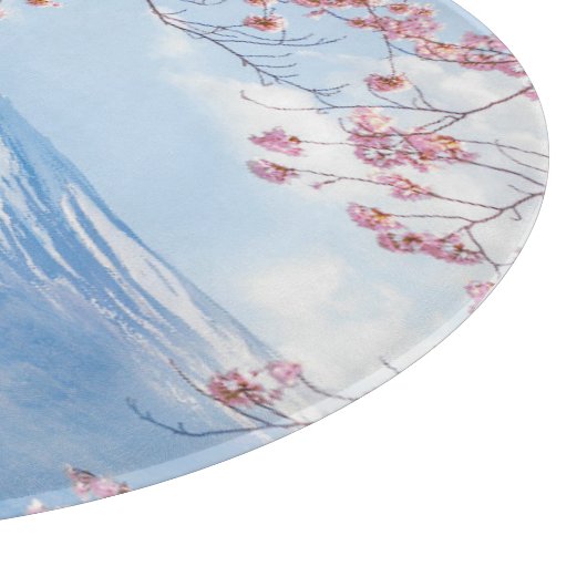 Eis und Schnee | Kirschblüten Berg Fuji Japan Schneidebrett (Ecke)