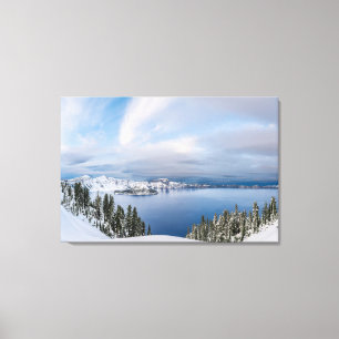Eis und Schnee Kratersee Oregon Leinwanddruck