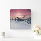 Eis und Schnee | Lillehammer, Norwegen Quadratische Wanduhr (Zuhause)