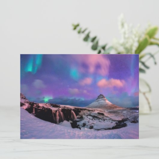 Eis und Schnee | Nordlichter, Kirkjufell Dankeskarte (Stehend Vorderseite)