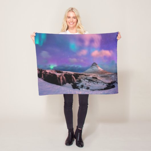 Eis und Schnee | Nordlichter, Kirkjufell Fleecedecke (Beispiel)