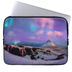 Eis und Schnee Nordlichter, Kirkjufell Laptopschutzhülle
