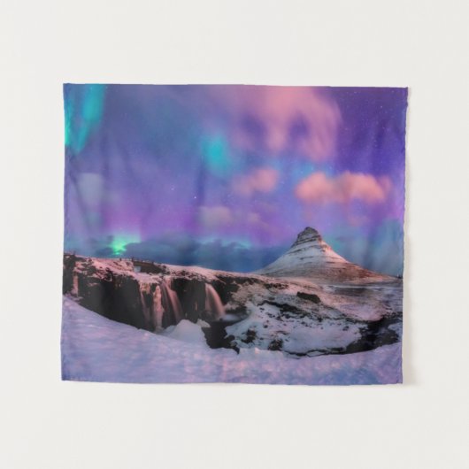 Eis und Schnee | Nordlichter, Kirkjufell Wandteppich (Vorderseite (Horizontal))