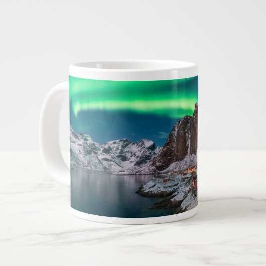 Eis und Schnee | Nordlichter, Norwegen Jumbo-Tasse (Vorderseite Links)