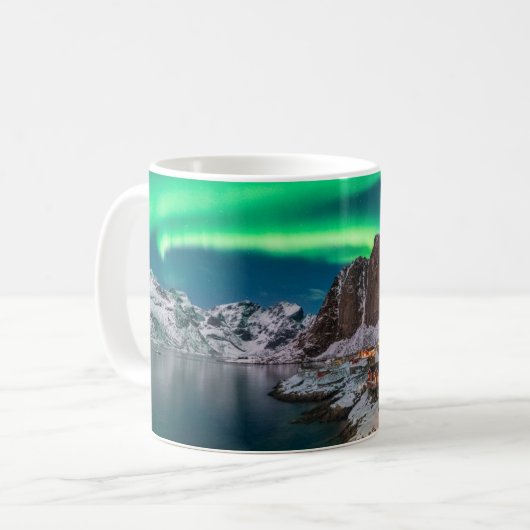 Eis und Schnee | Nordlichter, Norwegen Kaffeetasse (Vorderseite Links)