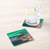 Eis und Schnee | Nordlichter, Norwegen Rechteckiger Pappuntersetzer (Vor Ort)