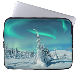 Eis und Schnee   Northern Lights, Lappland, Finnla Laptopschutzhülle