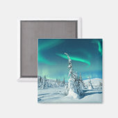 Eis und Schnee | Northern Lights, Lappland, Finnla Magnet (Vorderseite/Rückseite)