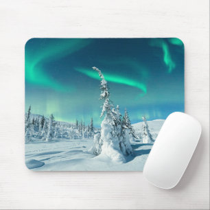 Eis und Schnee   Northern Lights, Lappland, Finnla Mousepad