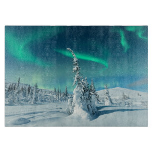 Eis und Schnee   Northern Lights, Lappland, Finnla Schneidebrett