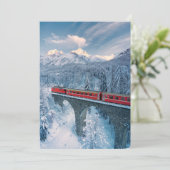 Eis und Schnee | Red Bernina Express Zug Schweiz Dankeskarte (Stehend Vorderseite)