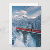 Eis und Schnee | Red Bernina Express Zug Schweiz Dankeskarte (Vorne/Hinten)