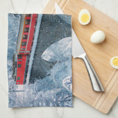Eis und Schnee | Red Bernina Express Zug Schweiz Geschirrtuch (Viertel Falte)
