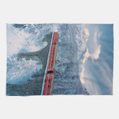 Eis und Schnee | Red Bernina Express Zug Schweiz Geschirrtuch (Horizontal)
