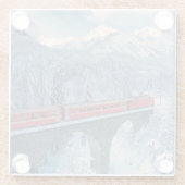Eis und Schnee | Red Bernina Express Zug Schweiz Glasuntersetzer (Rückseite)