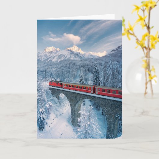 Eis und Schnee | Red Bernina Express Zug Schweiz Karte (Gelbe Blume)