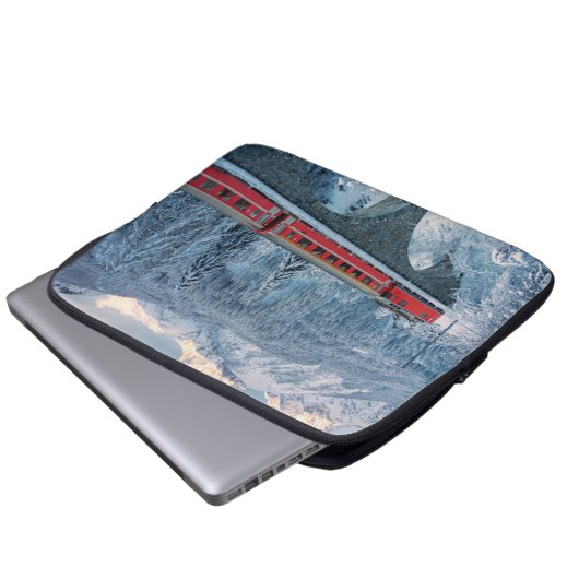 Eis und Schnee | Red Bernina Express Zug Schweiz Laptopschutzhülle (Vorne Knopf)