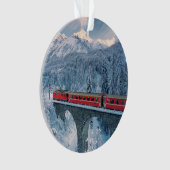 Eis und Schnee | Red Bernina Express Zug Schweiz Ornament (Vorderseite)