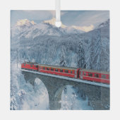 Eis und Schnee | Red Bernina Express Zug Schweiz Ornament Aus Glas (Vorderseite)